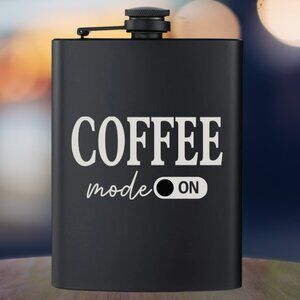 Personalized Engraved My Coffee Mode Black Flask